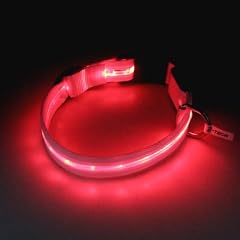 2-TECH LED Hundehalsband in Wei� mit roter LED 2. Generation 64cm 2,5cm breit - Halsumfang von 42 bi
