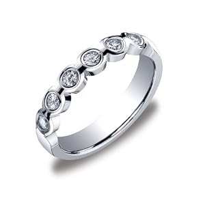 14k White Gold Ideal Cut 4mm Scallop Cut Half Eternity Band (0.36, cttw, SI-1, G Color)