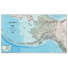 Map of Alaska Maps Art Poster Print, 38x23