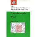 DAV Alpenvereinskarte 35/1 Zillertaler Alpen West 1 : 25 000 Wegmarkierungen: Topographische Karte
