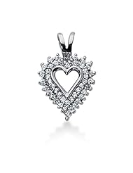 14K Gold Prong set Diamond Heart Pendant (0.45 cttw, F - G Color, SI2 Clarity)