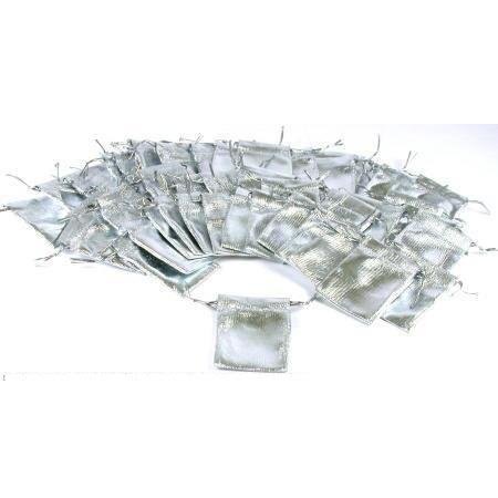 48 Pouches Silver Gift Bags Drawstring Jewelry Favor 2"