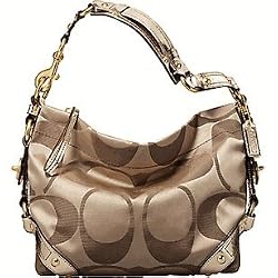 Coach Signature Sateen Mirror Metallic Carly Sac Bag 13008 Light Gold