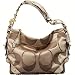 Coach Signature Sateen Mirror Metallic Carly Sac Bag 13008 Light Gold