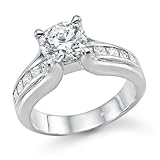 Diamond Engagement Ring in 14K Gold / White - Certified, Round, 1.60 Carat, J Color, SI1 Clarity