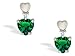 14K White Gold Heart Created Emerald and Diamond Earrings