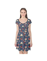 Cap Sleeves Stretchy Polyester/Spandex Tropical Print  Dress