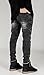 Krralinlin Mens Runway Skinny Distressed Slim Denim Biker Jeans Hiphop Pants