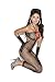 Elegant Moments Womens Black Crochet Net Crotchless Bodystocking (One Size)