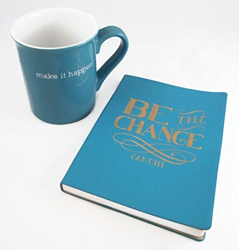 Be the Change ... Make It Happen Inspirational Motivational Journal and Mug Bundle of 2 Items: Soft Covered Gandhi Journal and Ceramic Mug