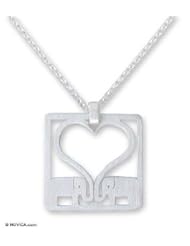 Sterling silver pendant necklace, Jumbo Love - Sterling Silver Elephant Pendant Necklace