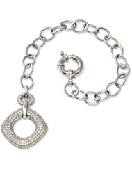 Brilliant Embers - Designer Sterling Silver Rhodium Finish Open Link CZ Bracelet 7.5"
