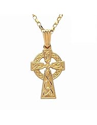 10 Carat Gold Irish Celtic Cross Pendant on an 18 inch 10K gold chain