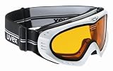 UVEX F2 High Performance Ski Goggle,Polar White Shiny Frame with Double Gold Lite Lens