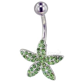 Pugster Light Green Crystal Starfish Dangle Belly Ring by 