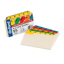Oxford Laminated Index Card Guides, Alpha, 1/5 Tab, Manila, 3 x 5 Inches, 25 per Set (03514)