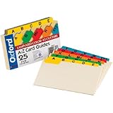 Oxford Laminated Index Card Guides, Alpha, 1/5 Tab, Manila, 3 x 5 Inches, 25 per Set (03514)