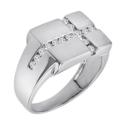 Mens Diamond Rings White Gold 10k White Gold Diamond Men's Ring (1/2