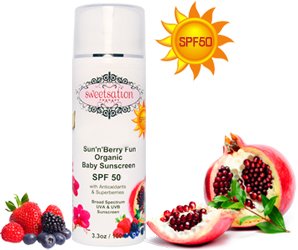 Sun'n'Berry Fun Organic Baby Sunscreen SPF 50, with Antioxidants & Superberries 3.3oz