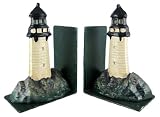 Cast Iron Lighthouse Bookends Hand Painted Book Ends