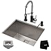 KRAUS KHU24L-1610-53SSMB Set with Pax Laundry Utility Sink and Bolden Commercial Pull Faucet in Stainless Steel Matte Black Kitchen Sink & Faucet Combo, Soap Dispenser