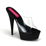 Bordello Women's VIVIAN-23, 6" Heel Mini Glitter Platform Slide, available 5 colors