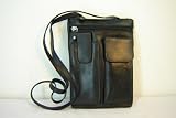 Leather Crossbody Handbag/Purse Organizer With Cell Phone Holder ~ Black In Color