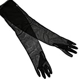 Womens Black Opera Length Satin Gloves