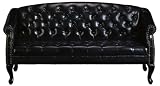 Ambrose Tufted Leather Sofa, 75.5"W, BLACK