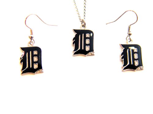 Detroit Tigers Necklace and Dangle Earring Charm Set MLB