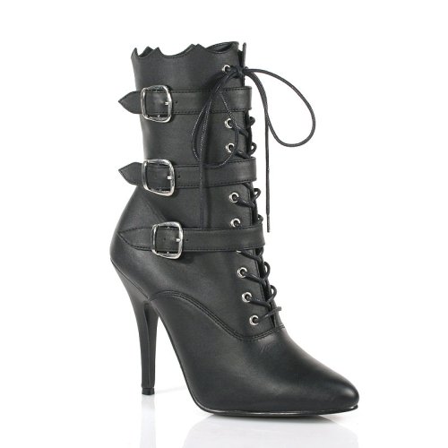 Pleaser USA - SEDUCE-1033, 5  Lace-Up Ankle Boot with Three Buckle in Patent or Leather