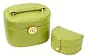 Green Oval Jewelry Box in Lizard Style Leather