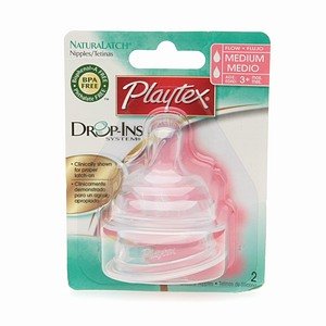 Playtex NaturaLatch Medium Flow Silcone Nipple, 3+ Months 2 ct (Quantity of 6)