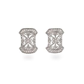 Dortheas Sterling Silver & Diamond CZ Vintage Earrings