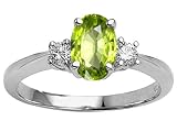 1.70 cts Genuine 9x7 Oval Peridot Engagement Ring - 14kt White or Yellow Gold