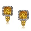 Citrine and Diamond Bold Earrings in 14 Karat Yellow Gold
