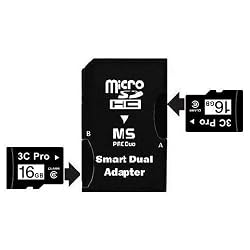 3C Pro 32GB 32G (16GB x 2) microSD microSDHC Card Class 6 with Dual Memory Stick Pro Duo Adapter - 3C16G_TF_C6x2_OEM5400 - Bulk