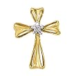 14K Yellow Gold Diamond Cross Pendant