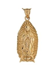 10k Yellow Gold Beautiful Virgin Mother Mary Lady Guadalupe Pendant