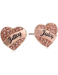 Juicy Couture Rose Gold Peach Pave Heart Stud Earrings