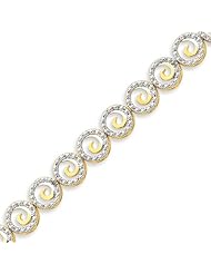 Sterling Silver Vermeil Diamond Accent Circle Bracelet - 7 Inch