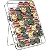 Universal Keurig K-cup Storage Rack 35 Capacity Can Be Used on Countertop, Inside Drawer or Mount on Wall, Chrome Finish