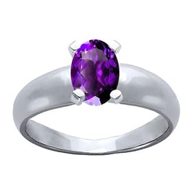 1.00 cts Genuine Amethyst Ring - 14kt White or Yellow Gold LIFETIME WARRANTEE by Finejewelers