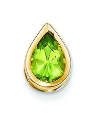 14K Gold 1.30ct Pear Peridot Slide Pendant Jewelry