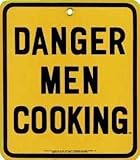Danger Men Cooking enamelled steel fridge magnet (ar yellow)