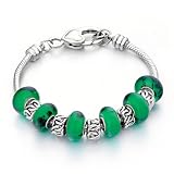 Pugster Emerald Murano Glass Beads And Charms Bracelet Pandora Chamilia Biagi Charms Beads Compatible Jewelry For Women