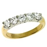 14k Two-Tone Shared Prong 0.98 Ct Diamond Band Ring - Size 7.0