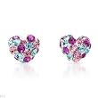 Heart Earrings With Genuine Crystals Well Made in White Enamel and Yellow Gold Length 5.5mm