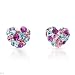 Heart Earrings With Genuine Crystals Well Made in White Enamel and Yellow Gold Length 5.5mm