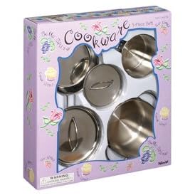 Bella Bistro 5 piece Cookware Set: Child size Stainless Steel Pots and Pans by Toy Cooking